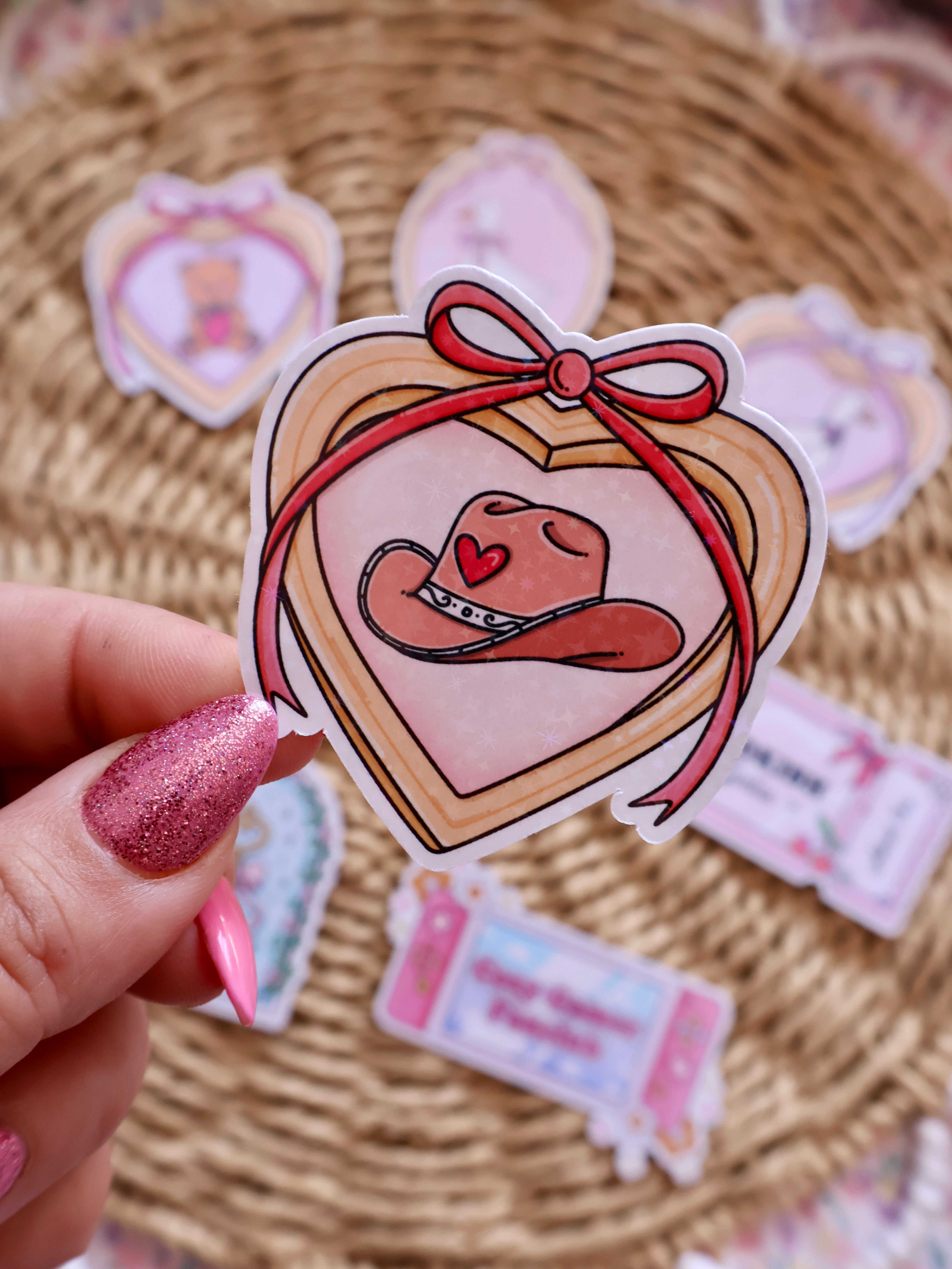 Cowboy Hat Heart Sparkly Sticker