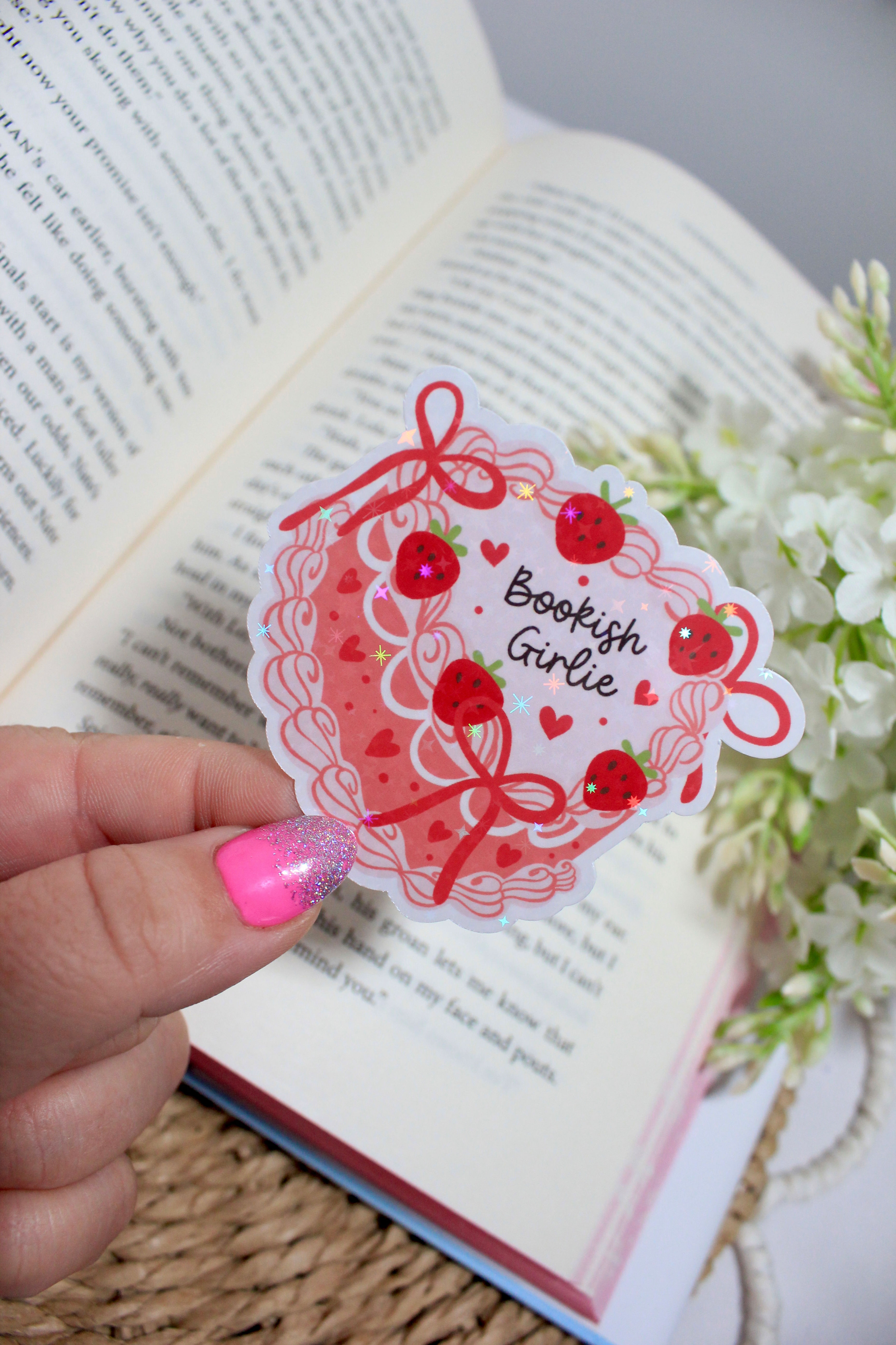 Bookish Girlie Cake Sparkly Sticker
