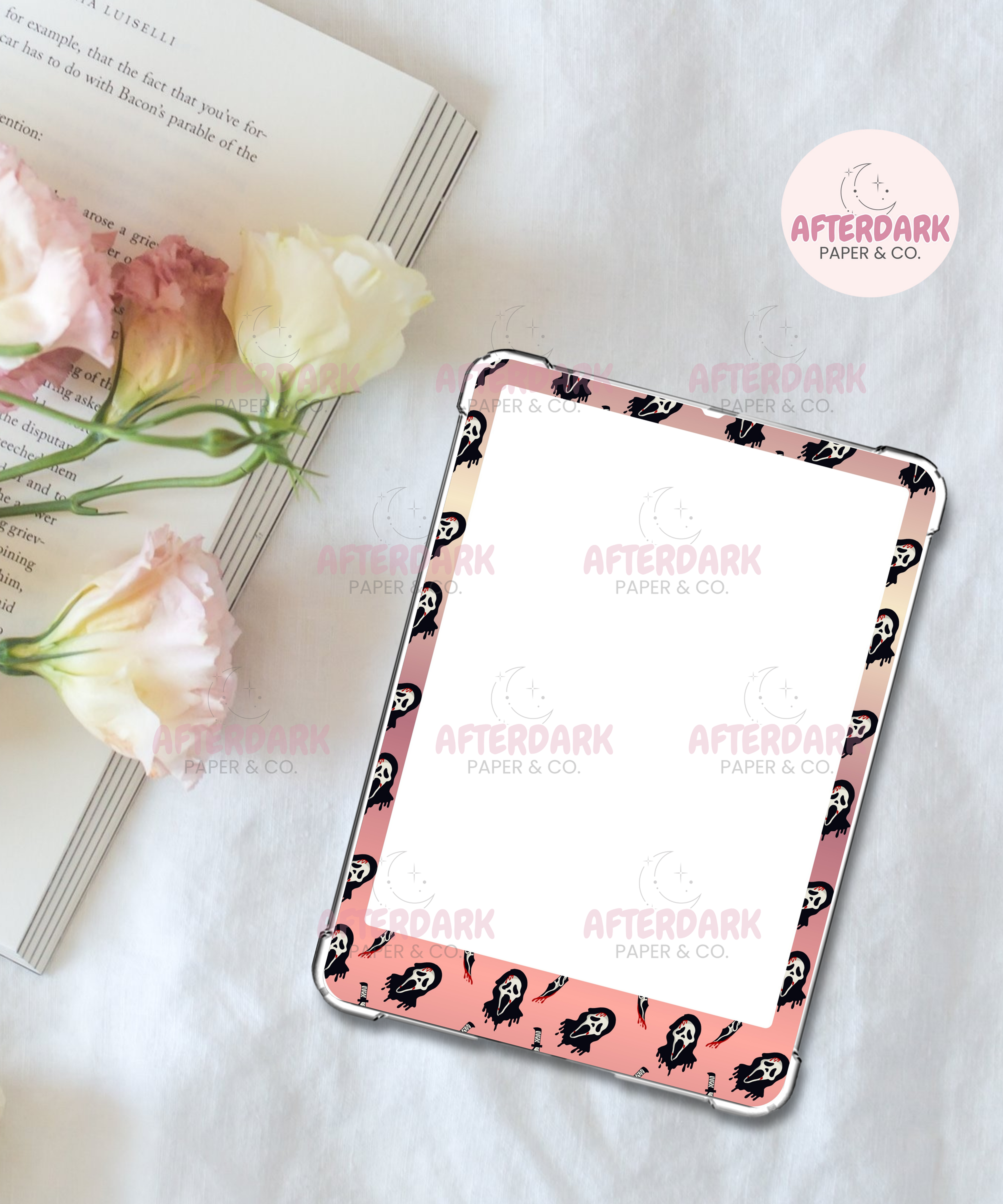 Pink Ghost Face Sparkly Kindle Skin