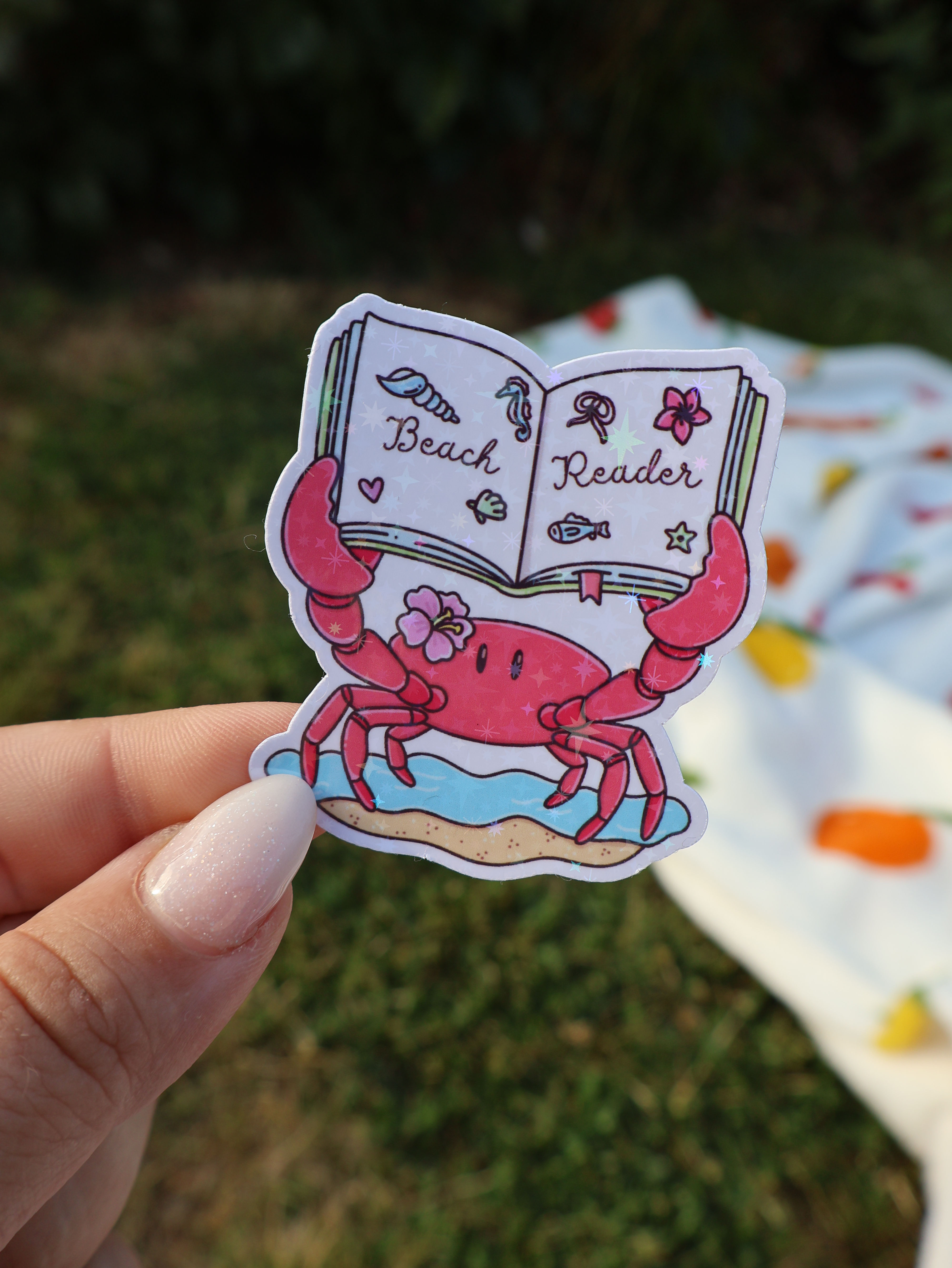 Beach Reader Sparkly Sticker