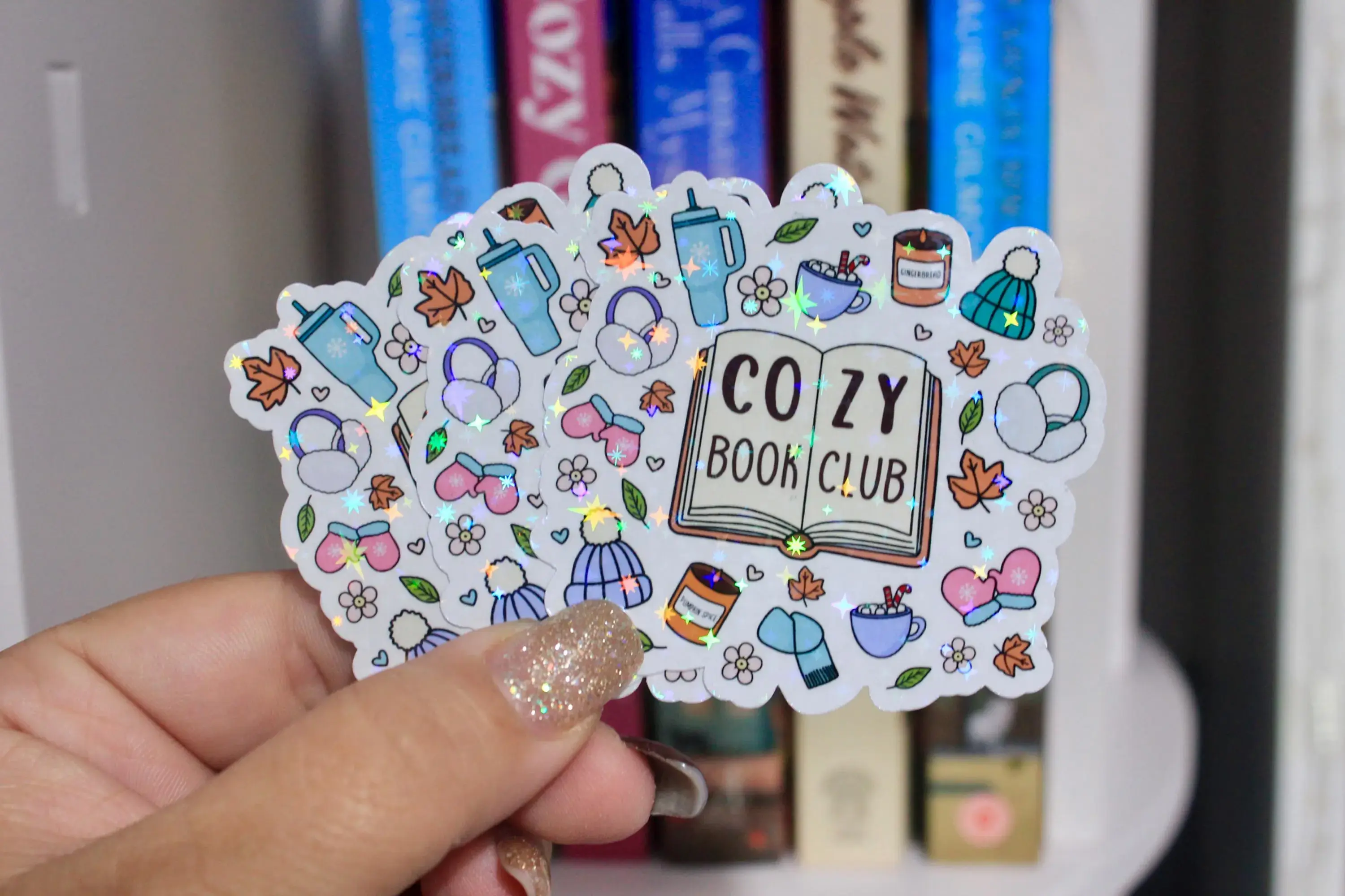 Cozy Book Club Sparkly Sticker