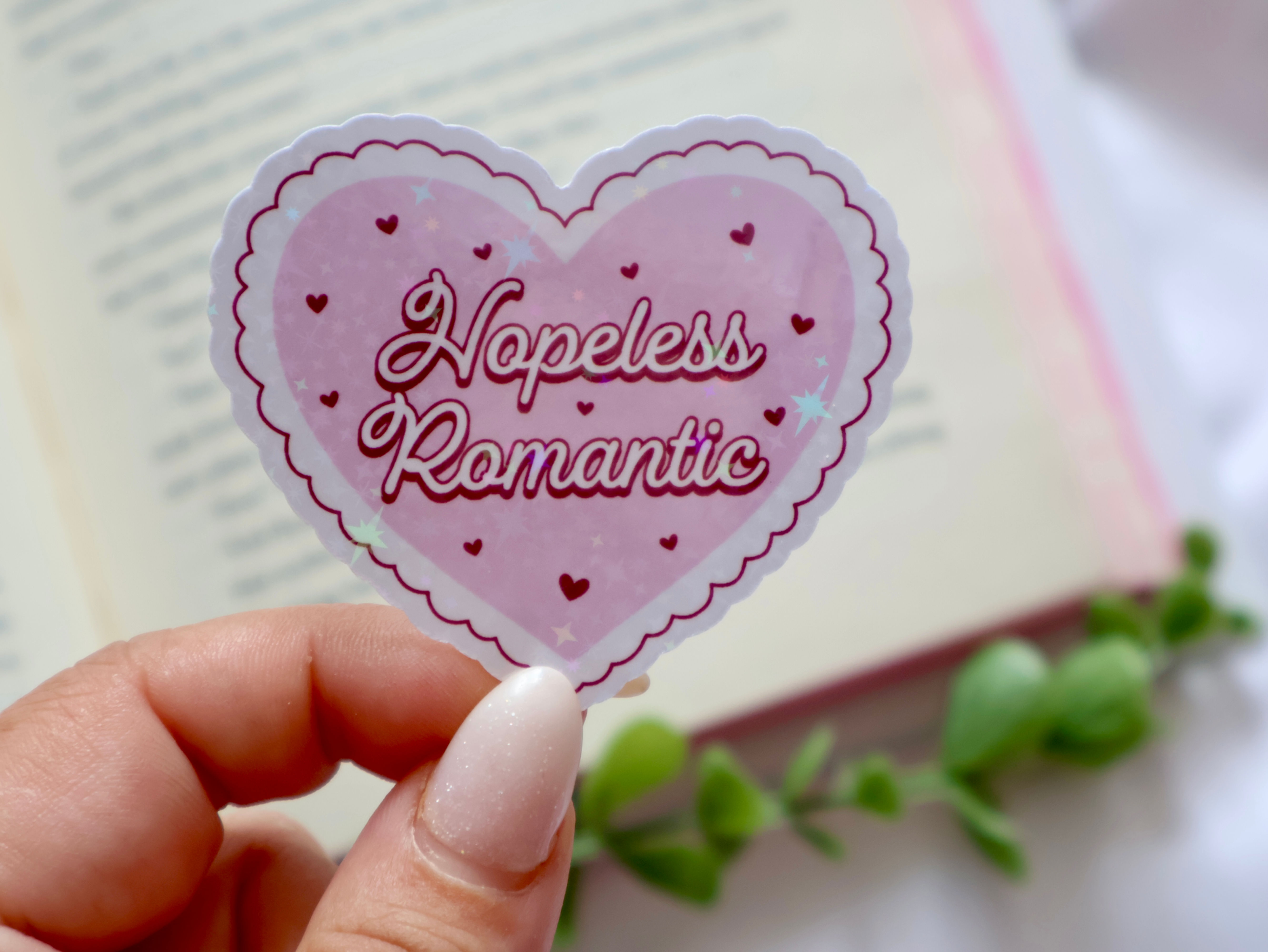Hopeless Romantic Sparkly Sticker