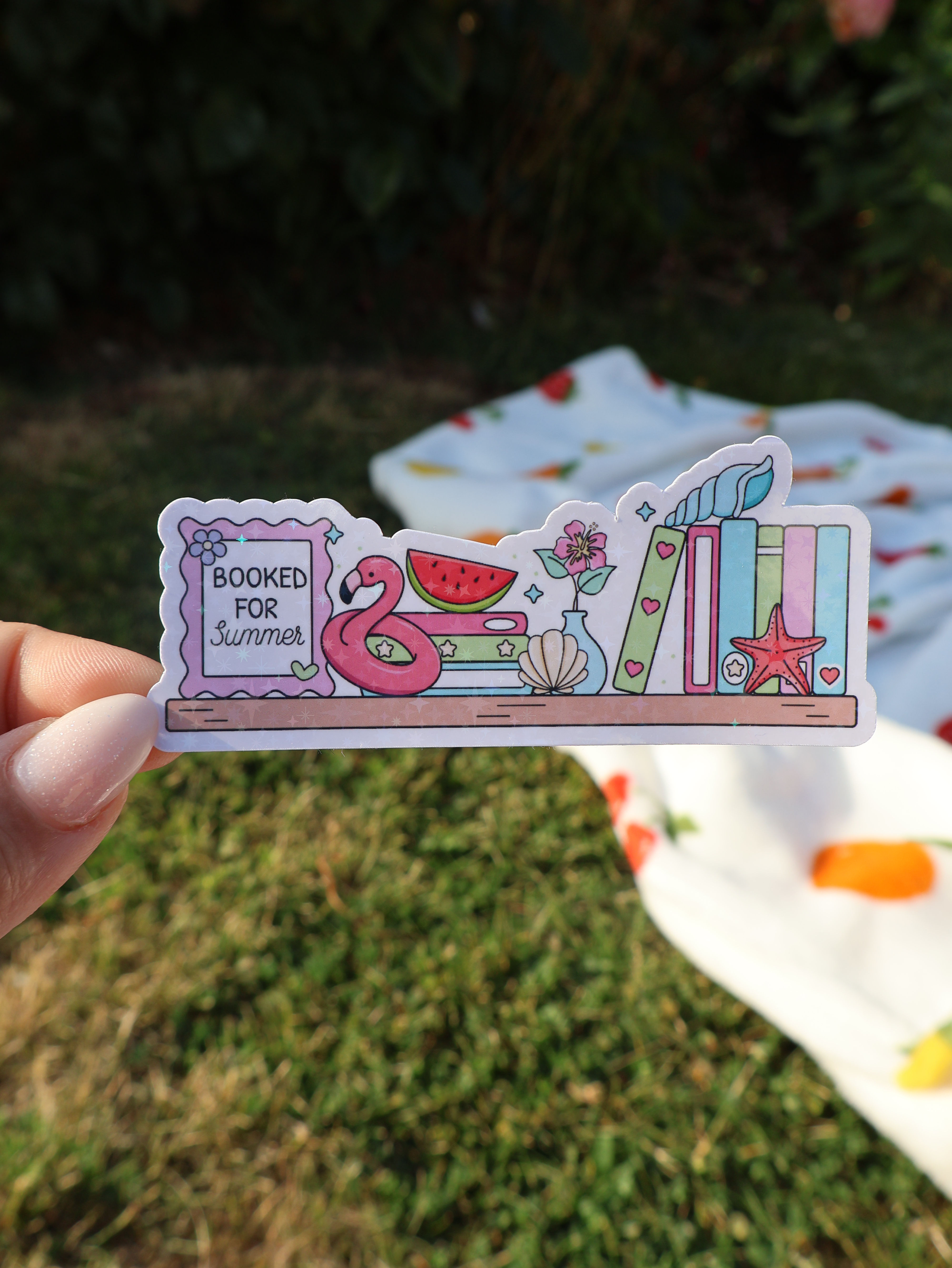 Booked for Summer Shelf Sparkly Sticker