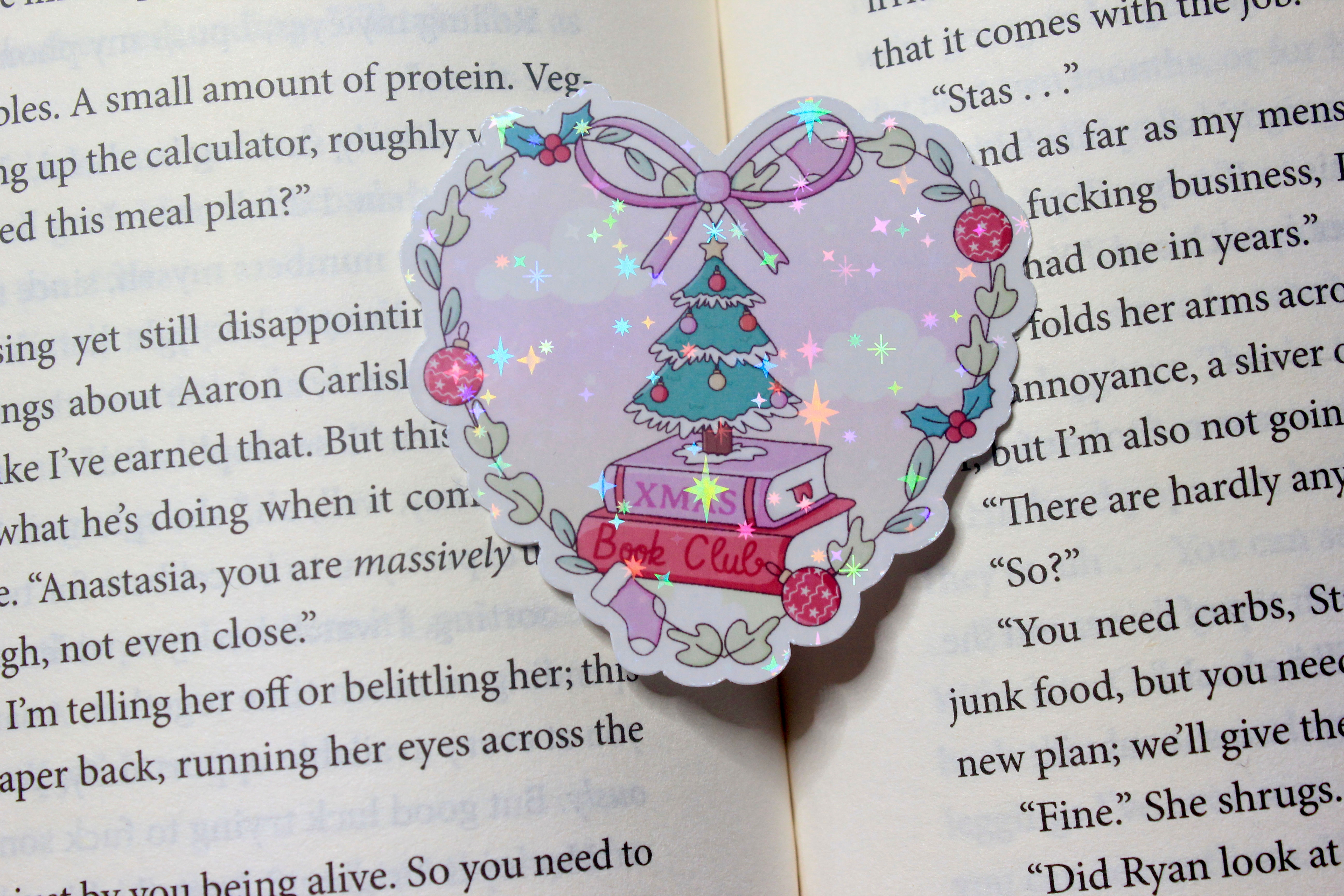 Christmas Book Club Sparkly Sticker