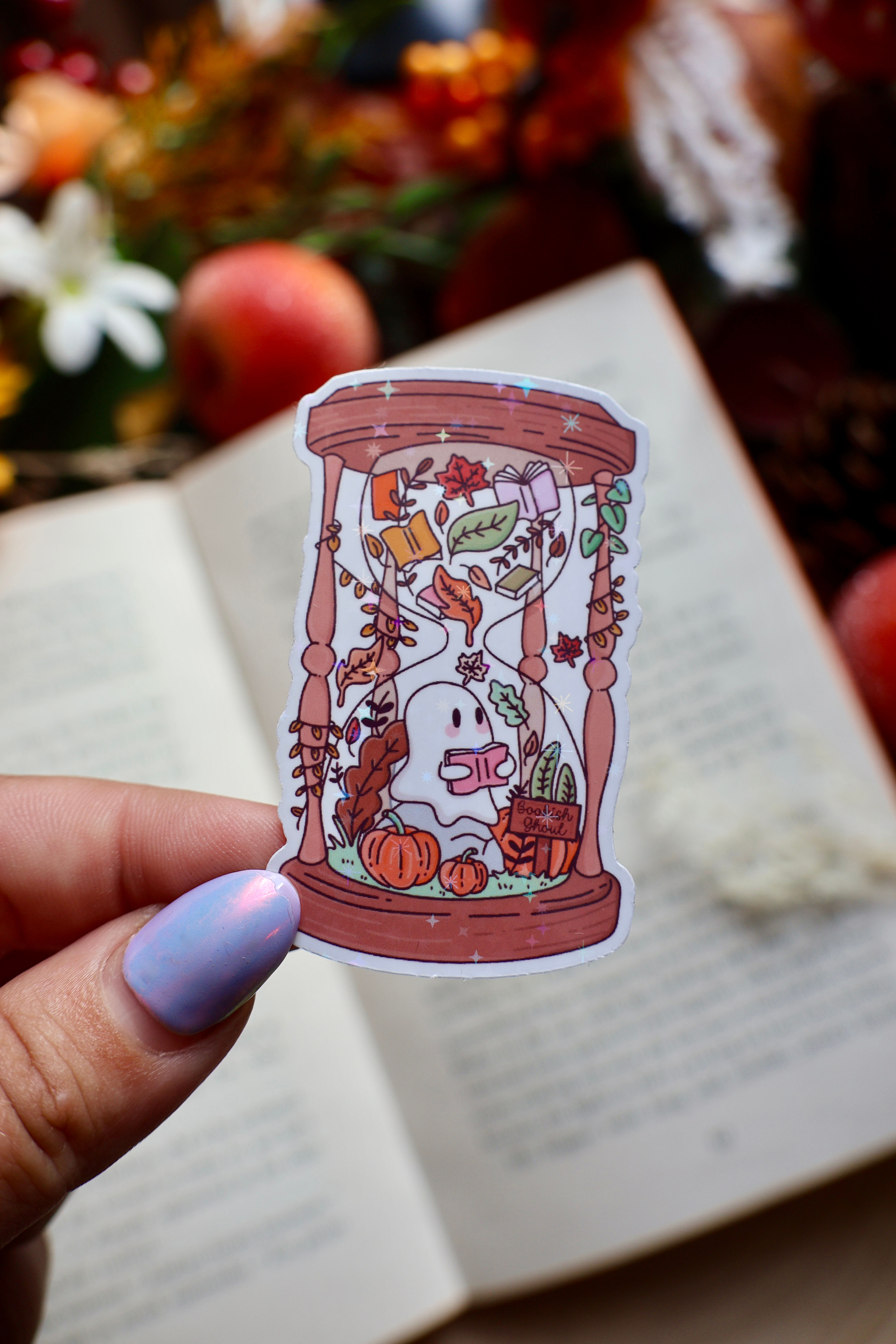 Autumn Hourglass Sparkly Sticker