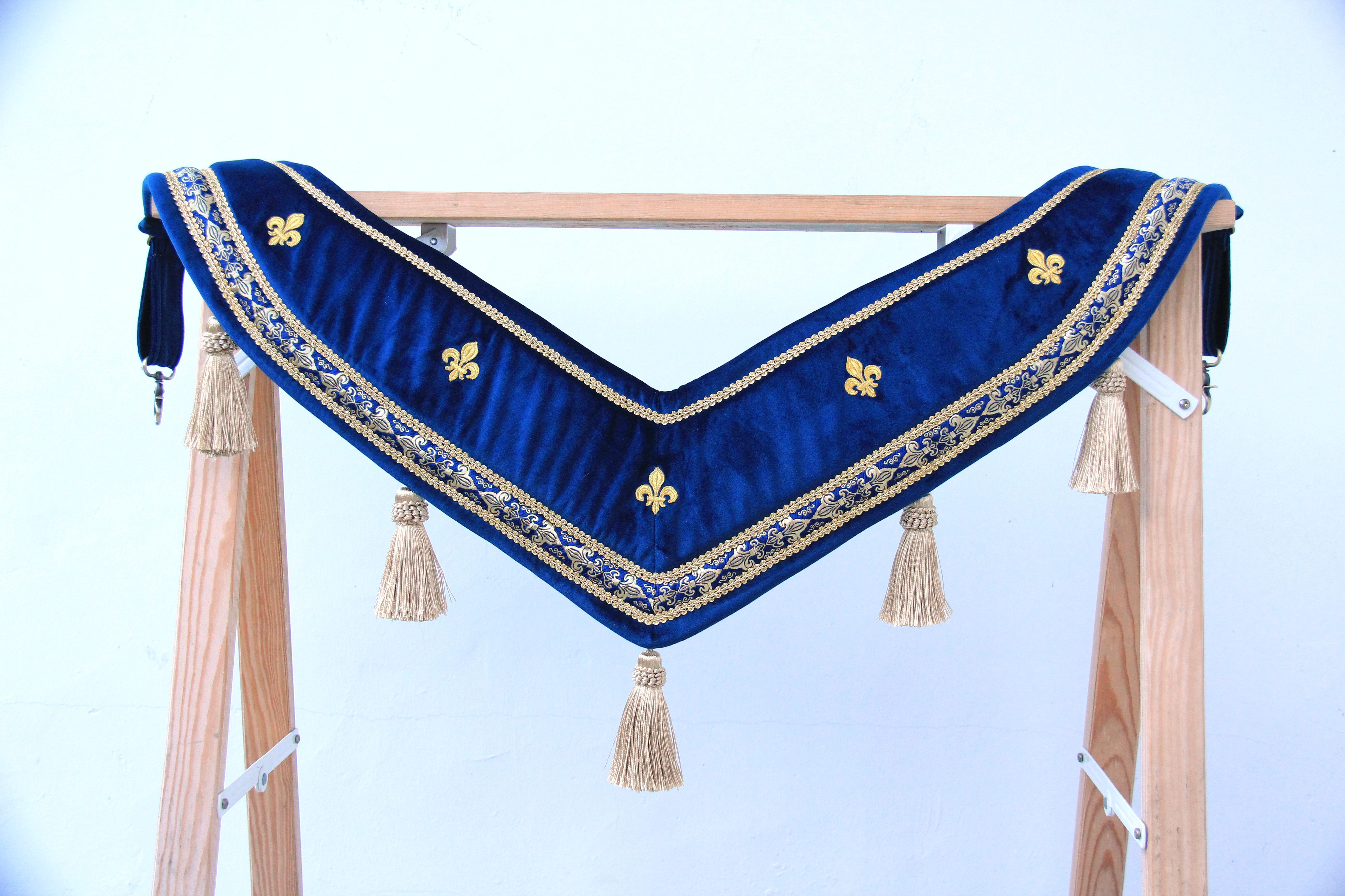 Collier - Basique Fleur de lys - Bleu Marine et or