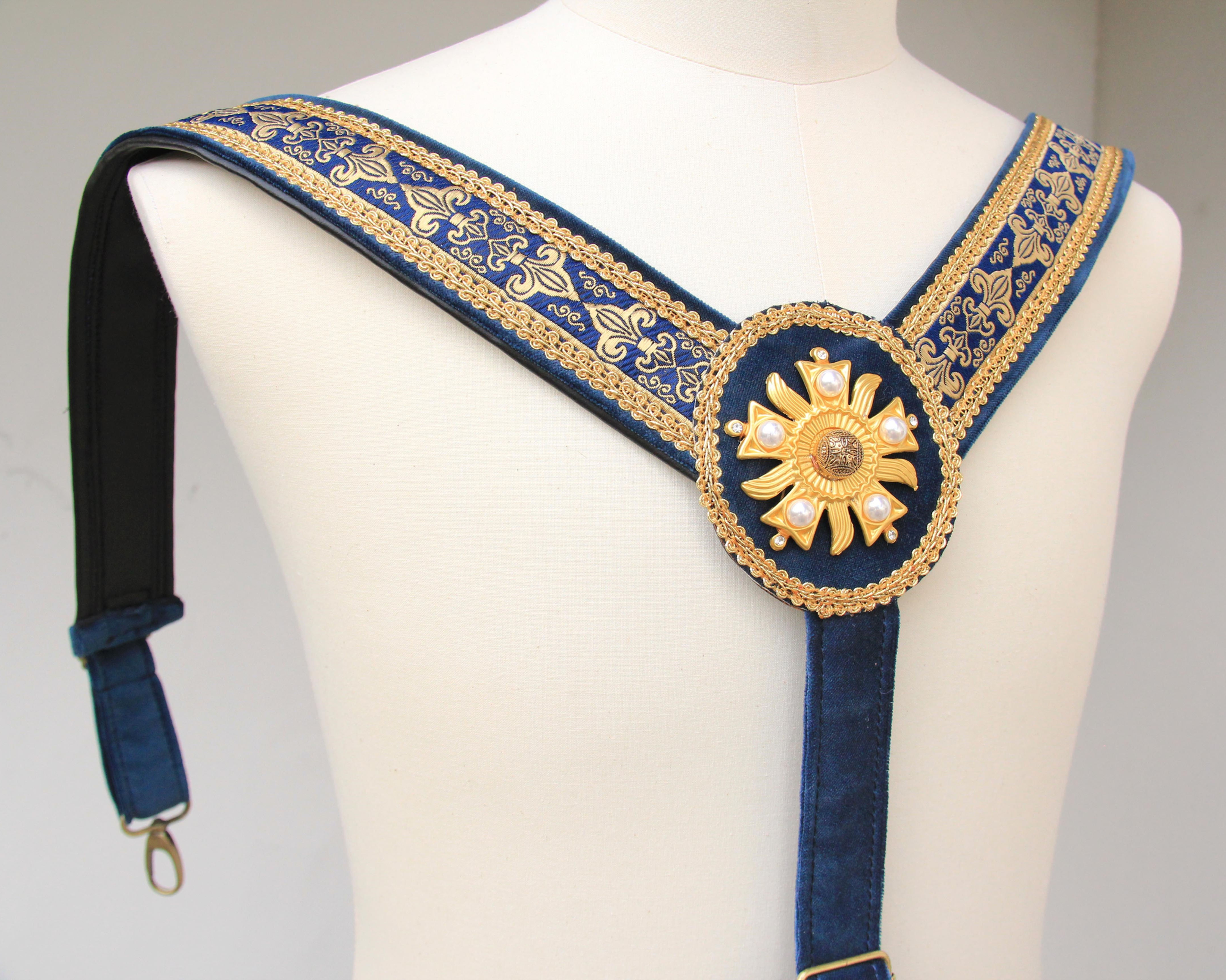 Collier de chasse décoratif - Baroque - Fleur de lys Bleu marine