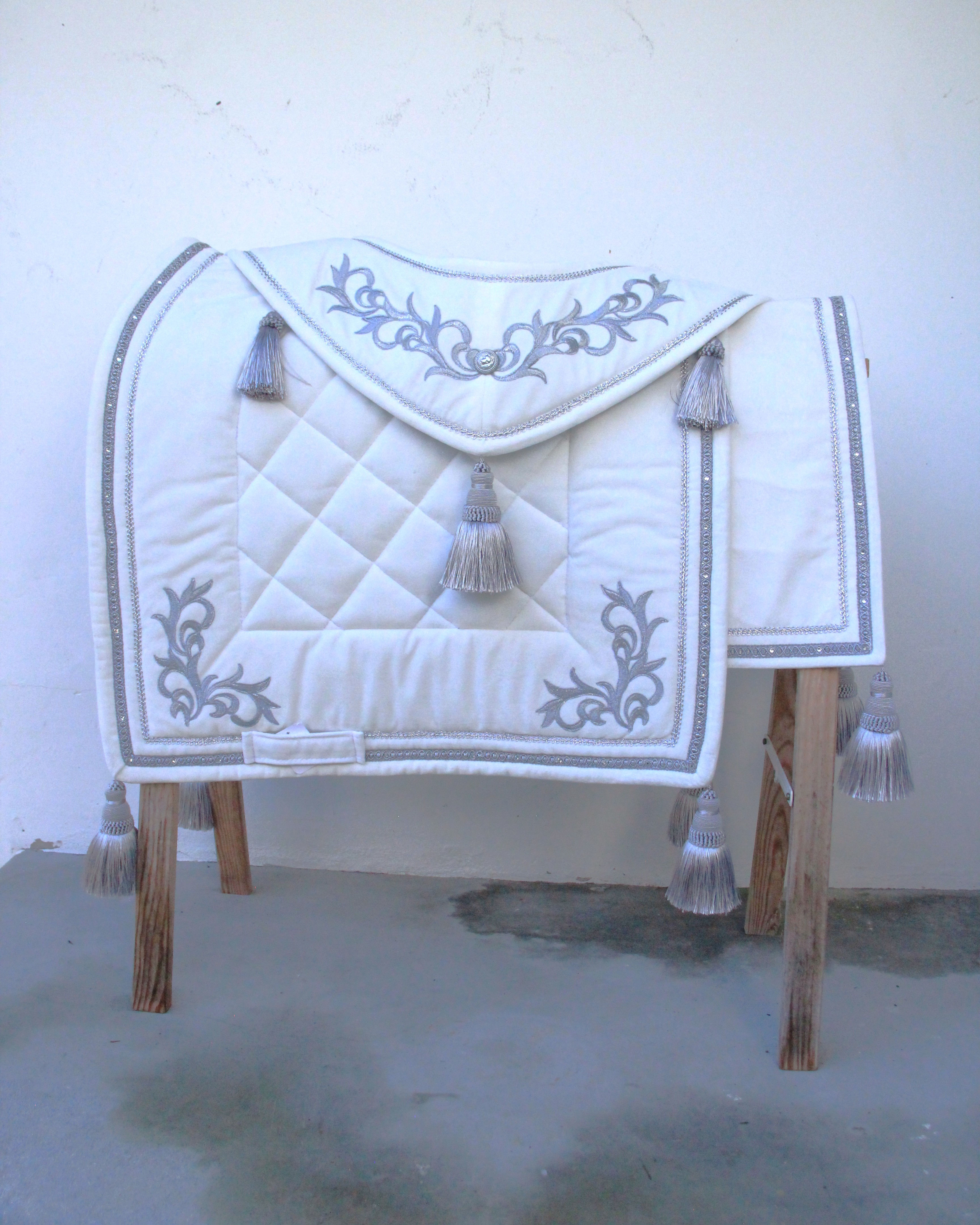 Ensemble - Haute école Deluxe - Velours Blanc cassé et finition argent