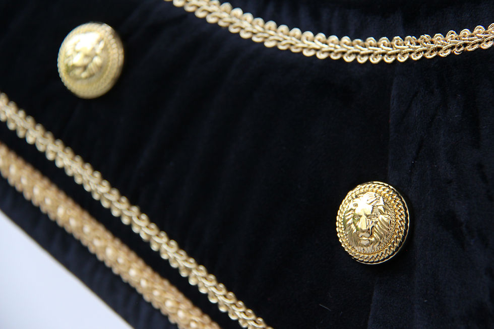 Miniatura: Collar con cuello en V - León Imperial N°2 - Terciopelo Negro