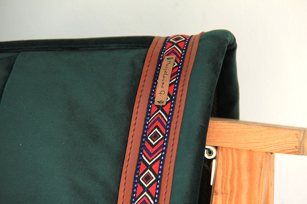 Miniature : Tapis de selle - Classique à angle - Vert sapin Ethnique Rouge