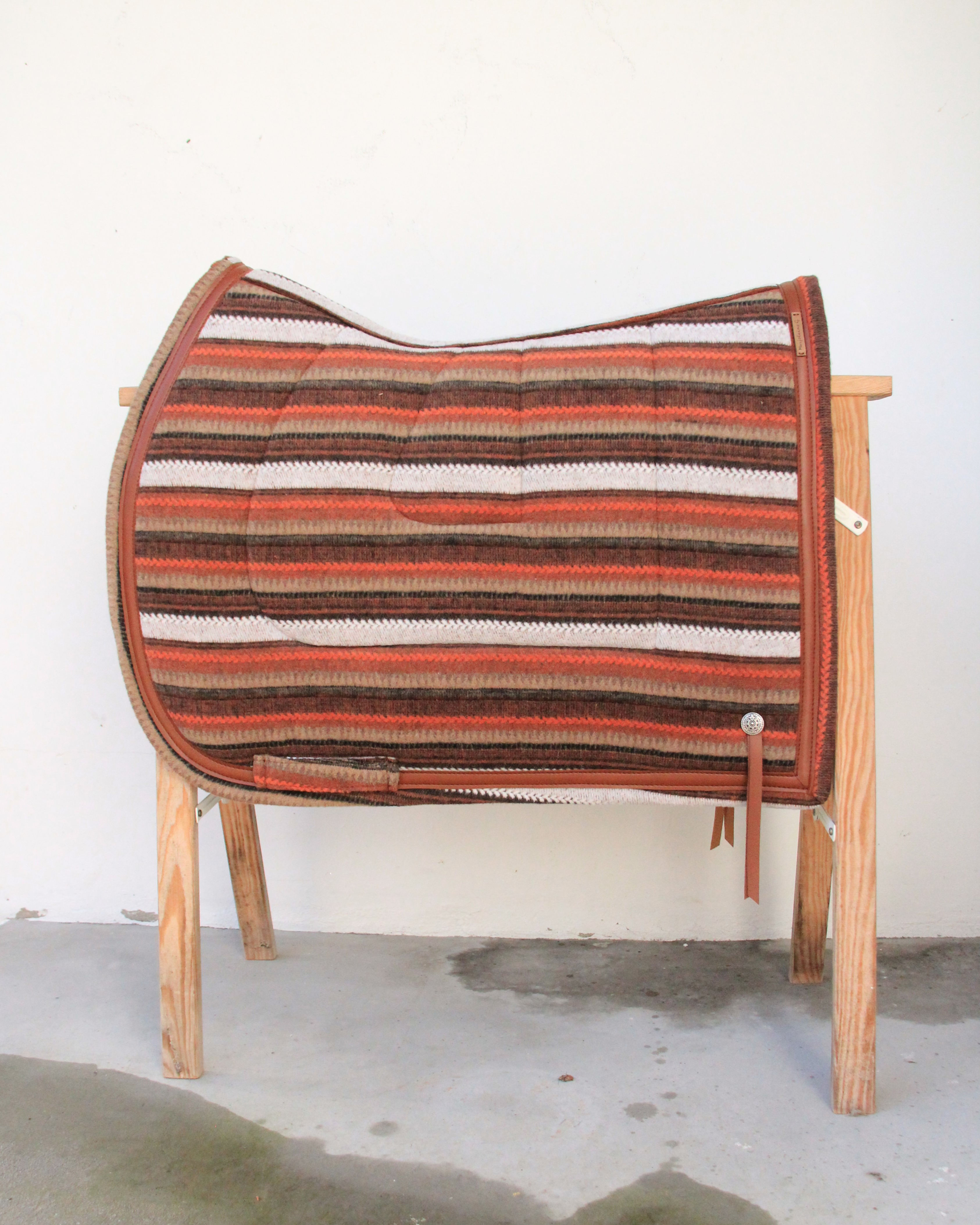 Tapis de selle - Classique Angle -Rayures et Tresses Orange