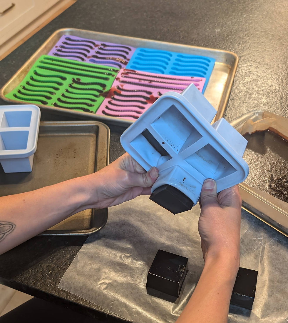 You can use silicone ice cube molds and then cut them into square sized gummies.