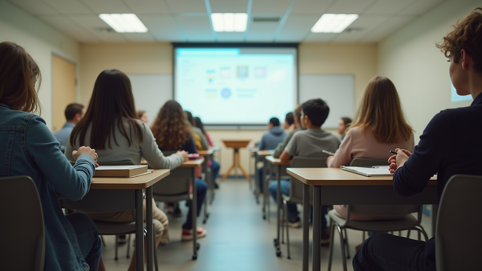 Eye-level view of a classroom with students engaged in a group activity