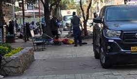 Police attend scene after body discovered near Kuwana House Harare