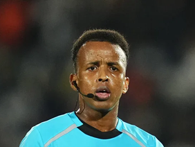 Somali referee Omar Artan officiating a CAF match