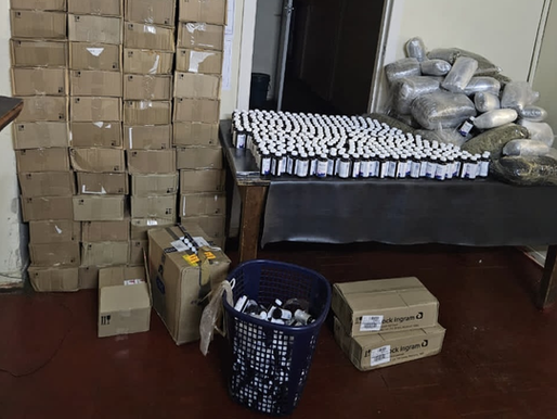 Cannabis seized by police in Bulawayo, and BronCleer cough syrup recovered during a police raid.