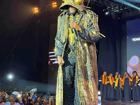 Winky D wearing goat-themed outfit