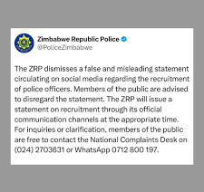 Official seal of the Zimbabwe Republic Police (ZRP) with a "HOAX" watermark