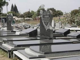 Tombstones displayed at the Pamatombo granite site in Rugare.