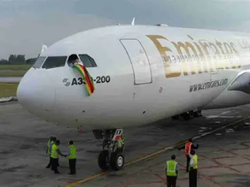 Emirates aircraft at Harare International Airport Dubai Harare route