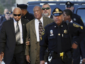 FILE - Bill Cosby arrives at court to face a felony charge of aggravated indecent assault, in Elkins Park, Pa., Dec. 30, 2015