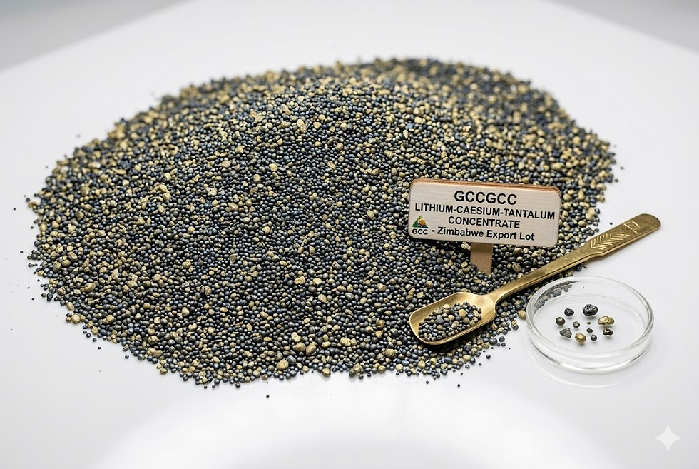 A close-up of high-grade tantalum ore discovered in Zimbabwe