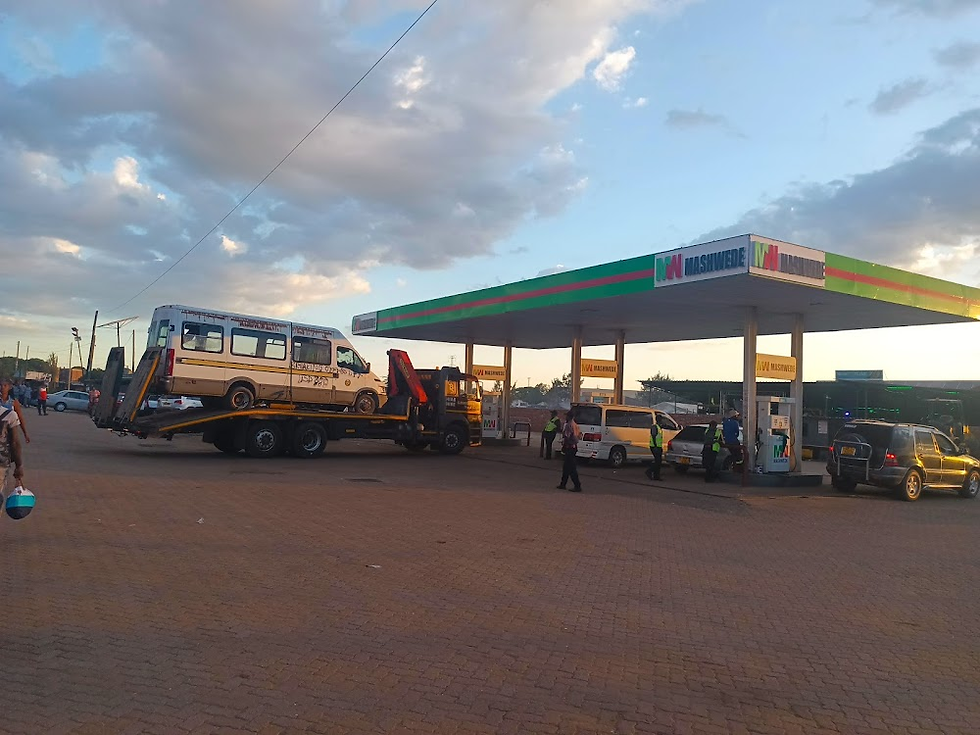 Fuel station near residential houses showing buffer requirement