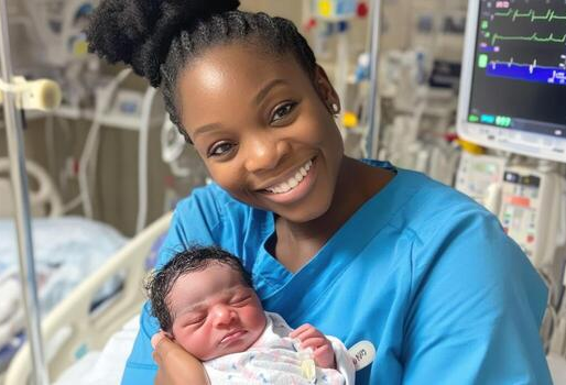 “Mother and newborn receiving care in hospital”
