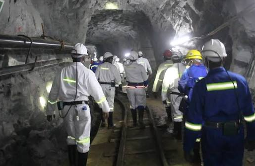 Zimbabwe mine workers at a mining operation.