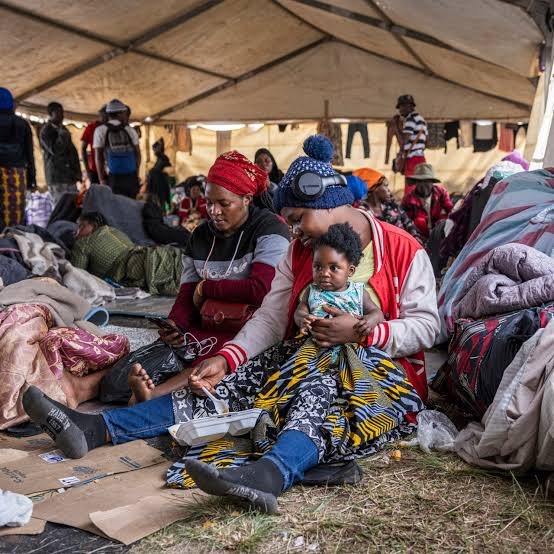 Foreign nationals displaced by xenophobic violence in South Africa.
