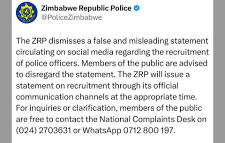 Official seal of the Zimbabwe Republic Police (ZRP) with a "HOAX" watermark