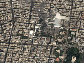 “Tehran skyline after reported airstrikes during Iran war”