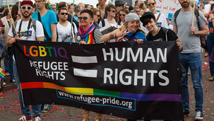 “Migrants attending LGBT asylum event in London”