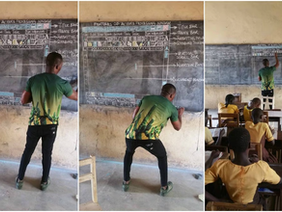 A teacher conducting a lesson in an African classroom