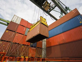 Shipping containers import export trade port