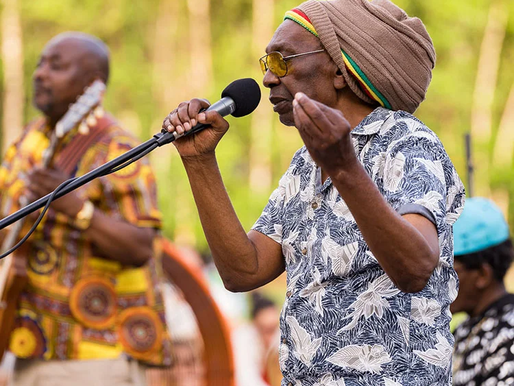 Thomas Mapfumo performing Chimurenga music during a live concert.