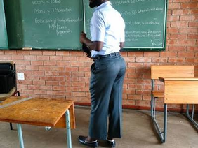 Teachers and pupils at a school in Matabeleland South, Zimbabwe