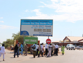 Entrance to Chirundu One Stop Border Post between Zimbabwe and Zambia.