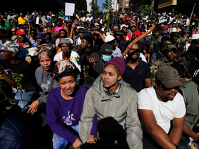 Protesters during anti-immigration demonstrations in South Africa.