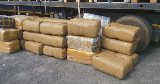 691.67kg of undeclared marijuana packed in plastic bales