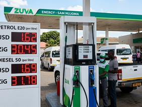 Fuel pump price displaying current prices at Zimbabwe service stations