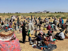 Displaced Sudanese families at refugee camp