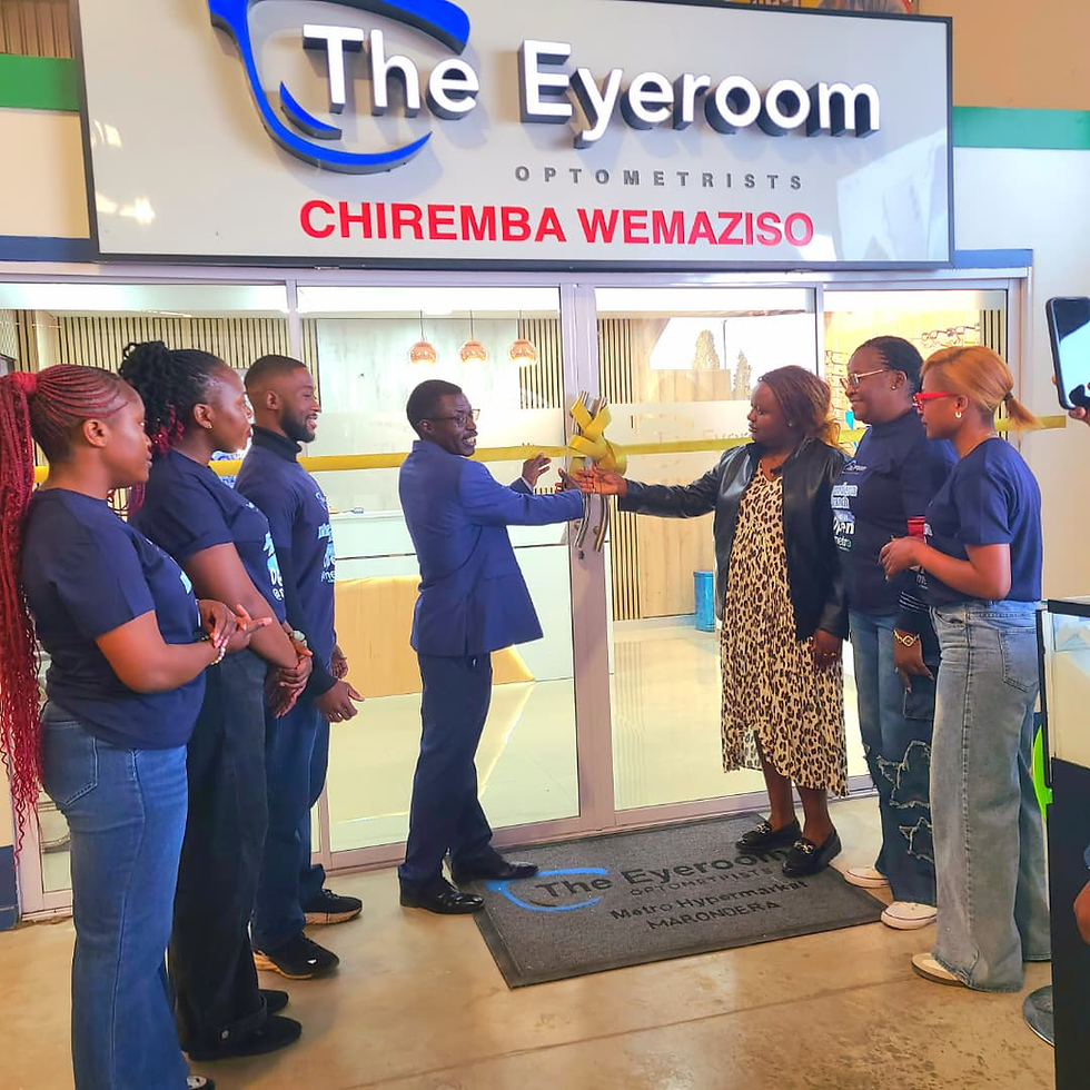 Marondera residents cutting the ribbon along with Eyeroom Optometrists officials to officially open the company's twelfth branch in Marondera aimed at reducing the vision loss in Mashonaland East.