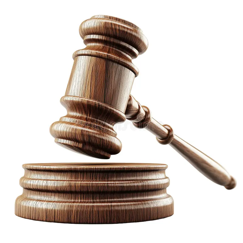 Court gavel symbolising a legal judgment.