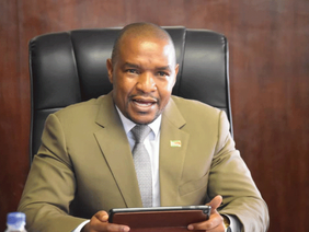 Transport Minister Felix Mhona addressing the media.