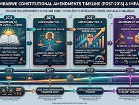 A chronological chart documenting the various amendments made to the 2013 Constitution of Zimbabwe, highlighting the gradual shift in executive powers and the resulting legal challenges.