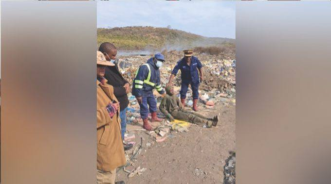 Kwekwe City Council dump site where a man was found alive beneath rubbish