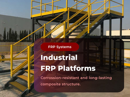 Industrial FRP platform system with corrosion-resistant composite structure for industrial facilities