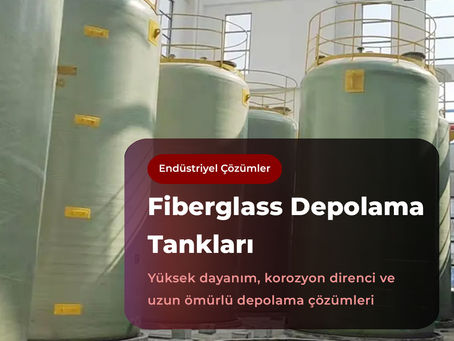 Endüstriyel tesis içerisinde yer alan yüksek dayanımlı fiberglass depolama tankları