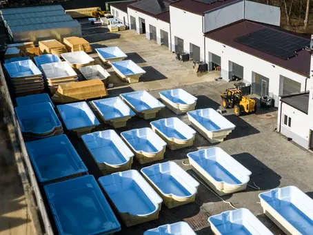 Fiberglass pool production line inside Turkish pool manufacturing factory